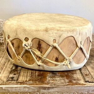 Rawhide Hand Drum Taos Pueblo Red Willow Leather and Wood